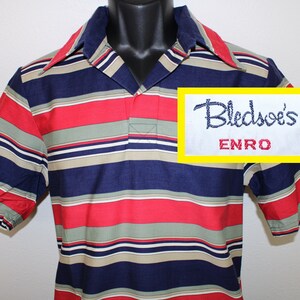 Bledsoe’s Enro vintage striped shirt cotton rayon short-sleeve red blue vibrant colors colorful
