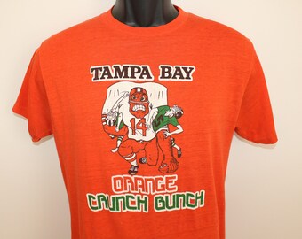 Tampa Bay Buccaneers Orange Crunch Haufen Jahrgang T shirt S M 70er Jahre 80er Jahre NFL FuBball weiche dunne dehnbar Etsy