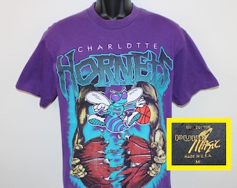 90s Charlotte Hornets vintage t-shirt Pure Magic Johnson T’s cotton NBA basketball big graphic