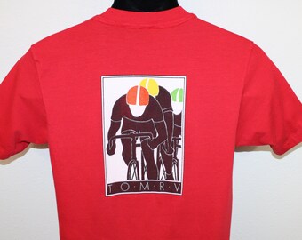 80s 1988 TOMRV cycling bicycle race vintage t-shirt red Missouri Valley Tour soft thin stretchy