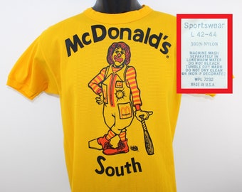 70s McDonalds South vintage tall jersey shirt yellow nylon perforated Williams #3 baseball softball