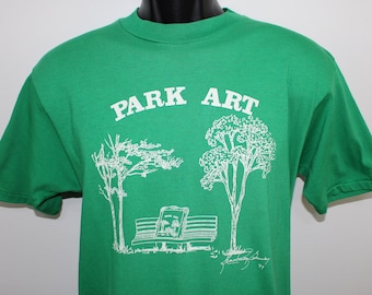 80s 1987 Park Art Ames Iowa vintage t-shirt green soft thin stretchy The Octagon