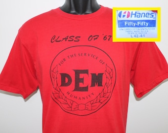 80s 90s Des Moines East High class of '67 vintage t-shirt red soft thin stretchy Hanes Fifty-Fifty