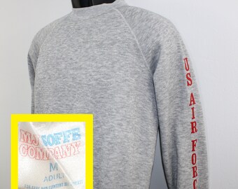 80s US Air Force vintage gray sweatshirt MF Soffe acrylic cotton poly tri-blend soft