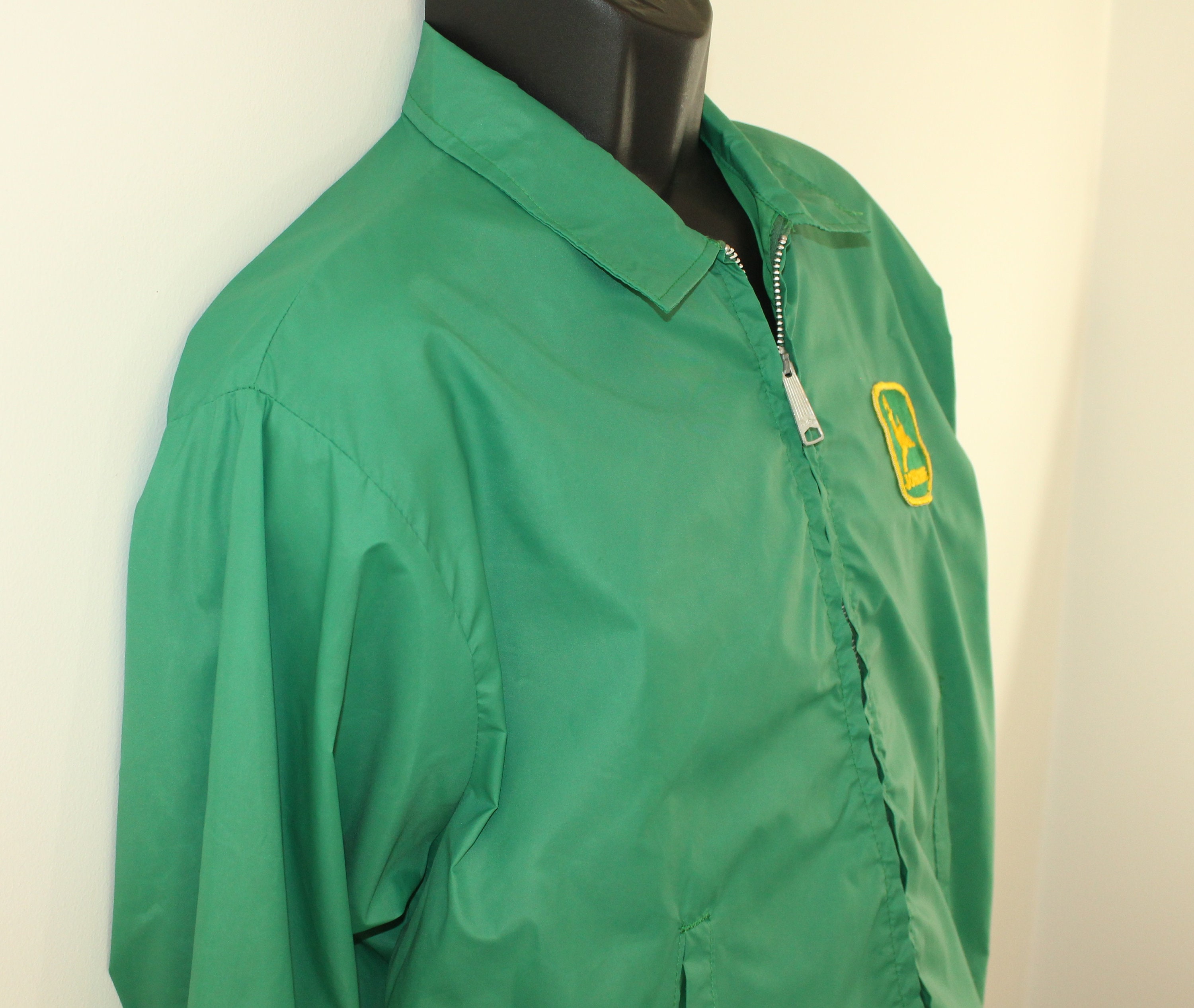 John Deere Vintage Windbreaker Jacket L/XL Green 60s 70s