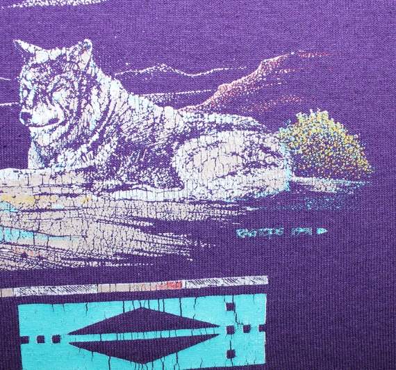 1991 Native American vintage t-shirt purple Scree… - image 6