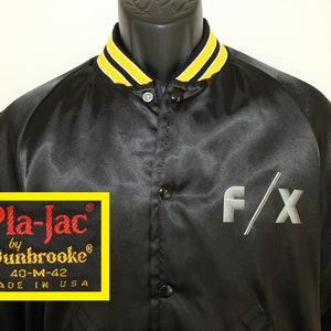 FX vintage snap button jacket coat S/M black yellow Pla-Jac Dunbrooke 70s 80s lined