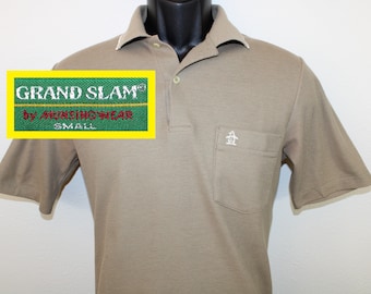 D&G ポロシャツ ホワイト/レッド 半袖　　　ヴィンテージ　レトロ 70s 80s USA製 Grand Slam MUNSINGWEAR ポロシャツ メンズL
