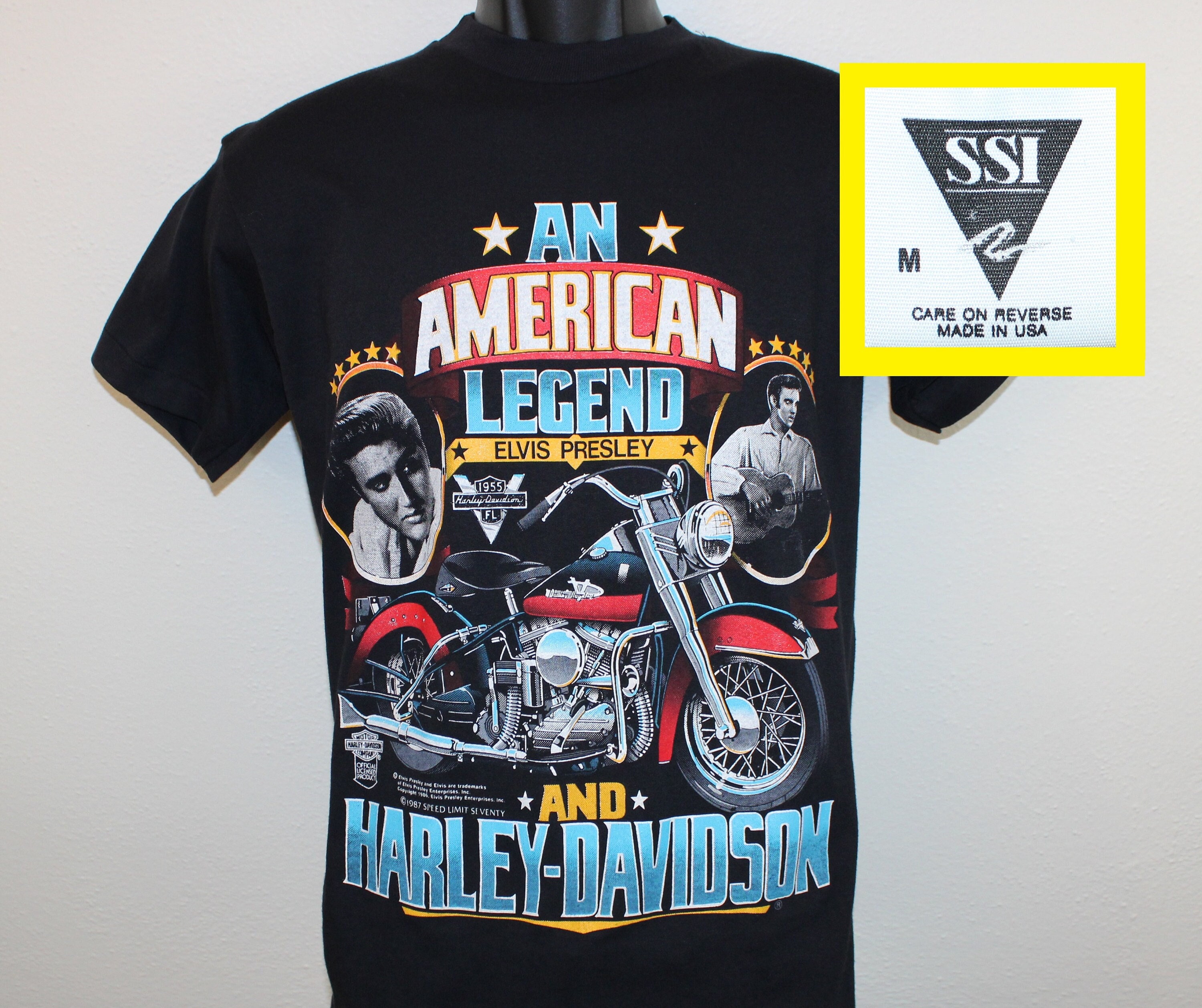 Elvis Presley Harley Davidson 80s 1987 Vintage T-shirt Black - Etsy