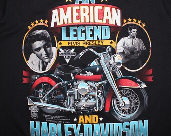 Elvis Presley Harley Davidson 80s 1987 Vintage T-shirt Black SSI 