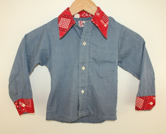 Boyford brand vintage youth chambray shirt bandan… - image 2