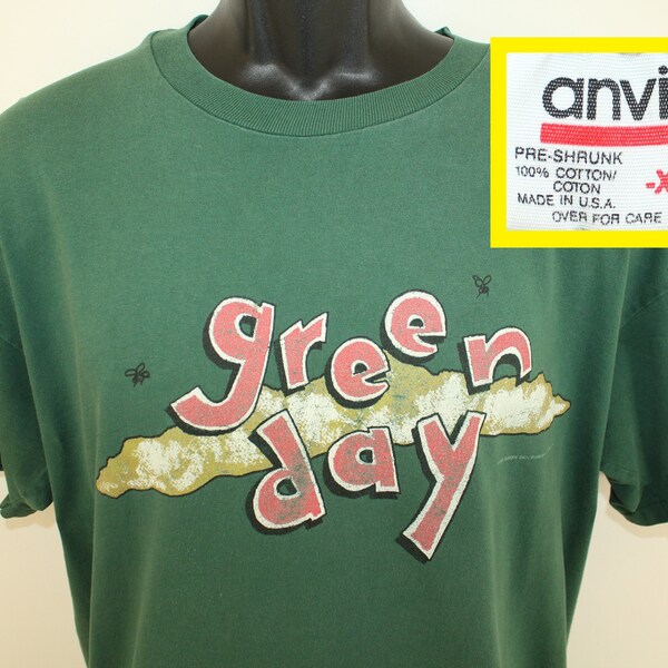 Green Day Dookie vintage t-shirt XL green 90s 1994 punk alternative rock band Anvil tag all cotton