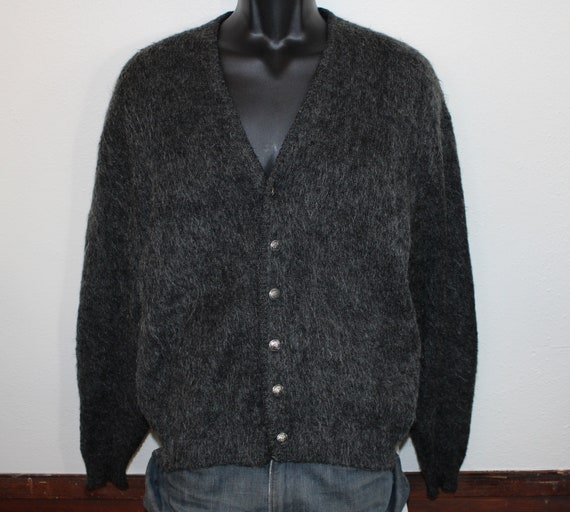 60s 70s Vintage mohair blend cardigan sweater Bre… - image 2