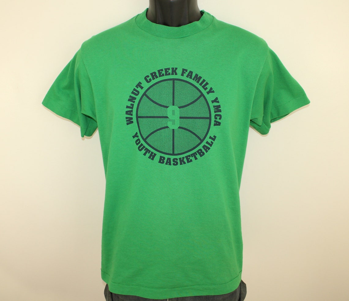 YMCA Basketball League 9 Vintage Tshirt Green 80s 90s Walnut Creek Des