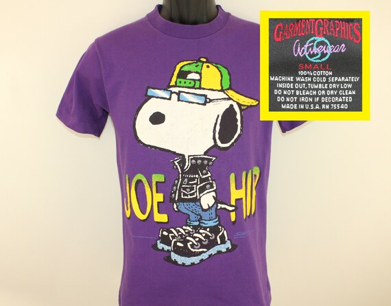Snoopy Joe Hip Vintage T Shirt Small Purple 90s Peanuts Etsy