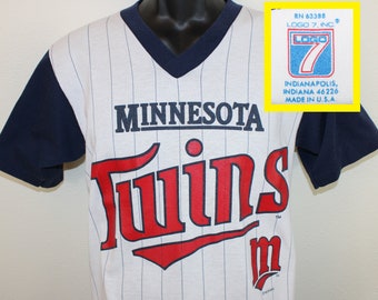 80s 1987 Minnesota Twins Vintage T-shirt White Pinstriped MLB