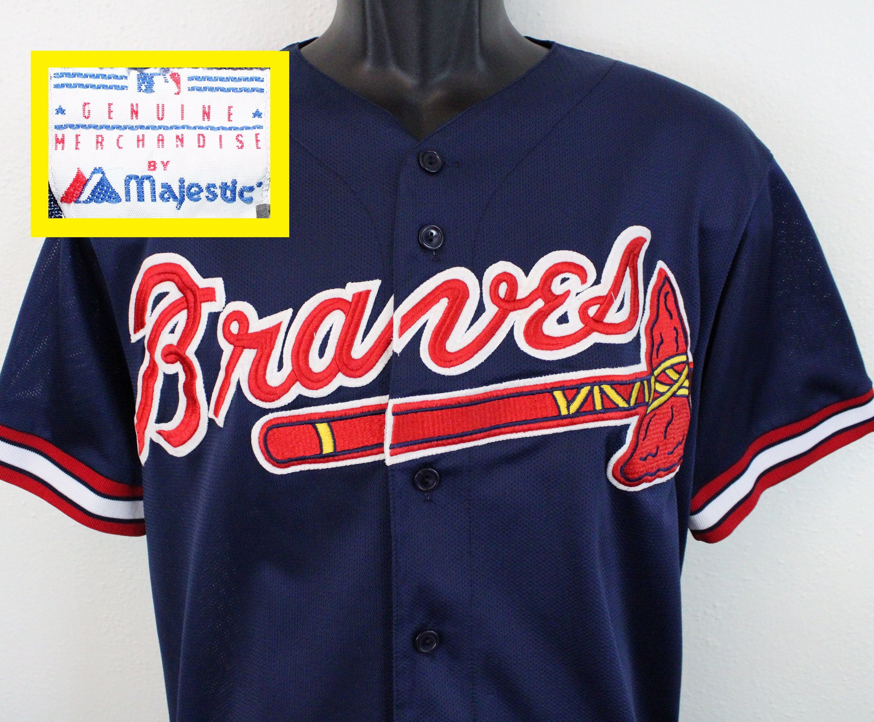Atlanta Braves Vintage Jersey Navy Blue MLB Baseball USA Made 