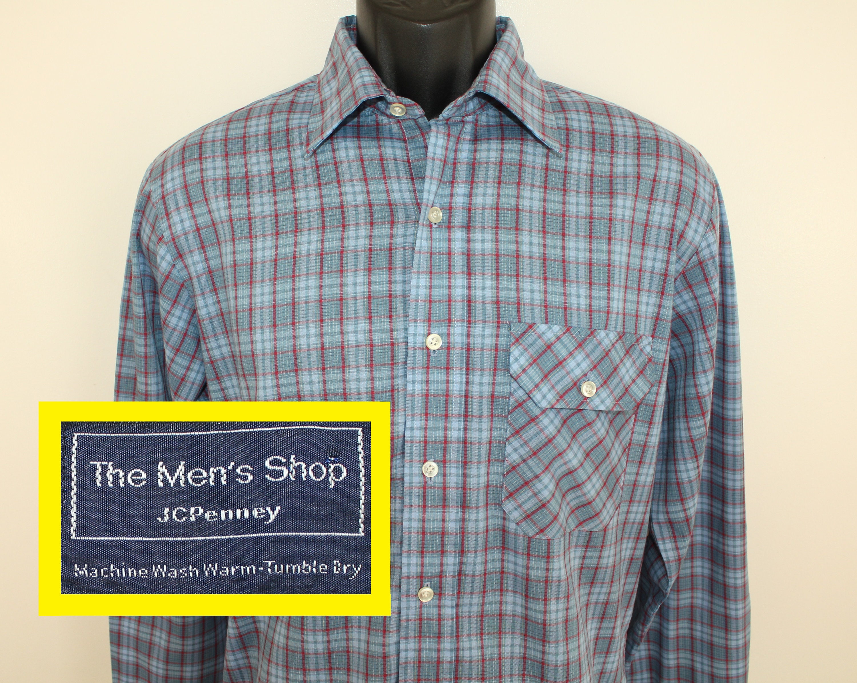 Jcpenney Mens Shop Vintage Plaid Shirt 