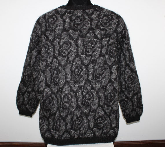 Benetton Italian mohair blend sweater black gray … - image 3