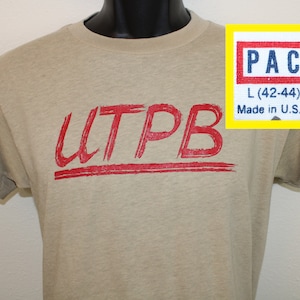 70s 80s UTPB University of Texas Permian Basin vintage t-shirt beige tan soft thin stretchy