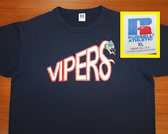 Vipers baseball team vintage t-shirt navy blue 80s 90s snake Russell Athletic soft thin stretchy cotton poly