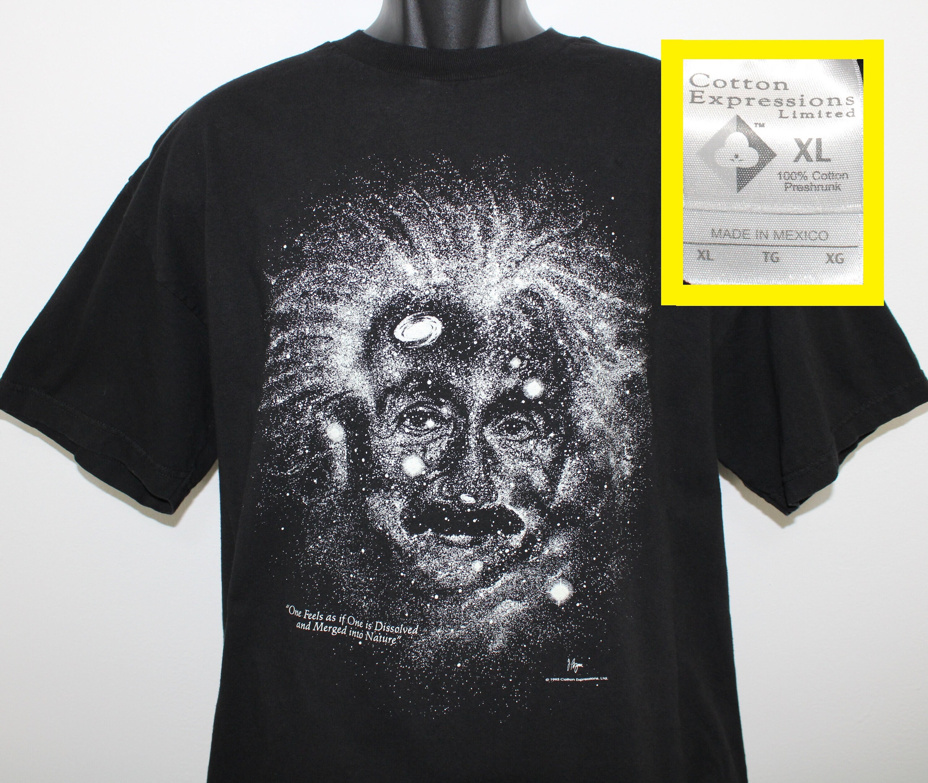 90s Albert Einstein Vintage T-shirt Black Cotton Dissolved in