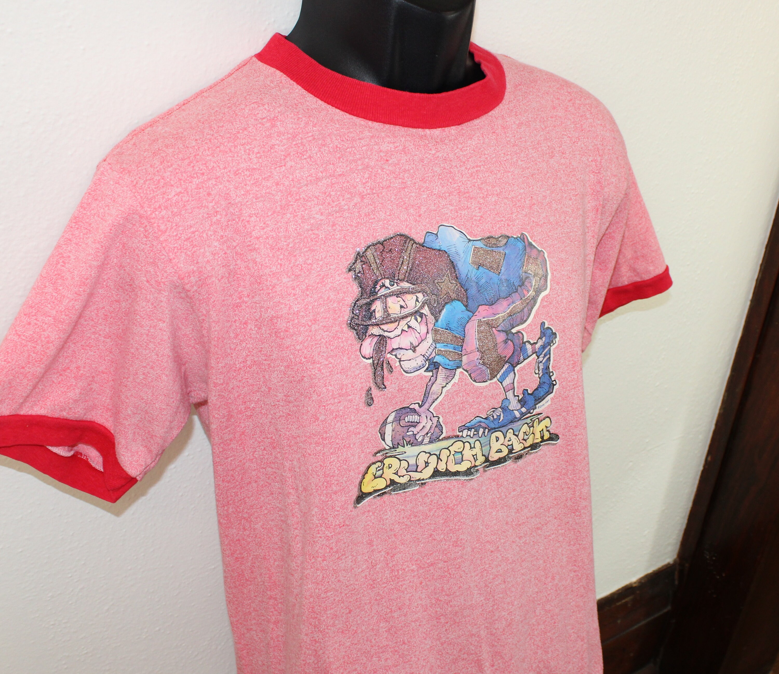 ◆RONRON◆ CROSS STITCH RASPBERRY RINGER T SHIRT PINK RED CROSS STITCH RASPBERRY RINGER T SHIRT PINK RED - RONRON 론론