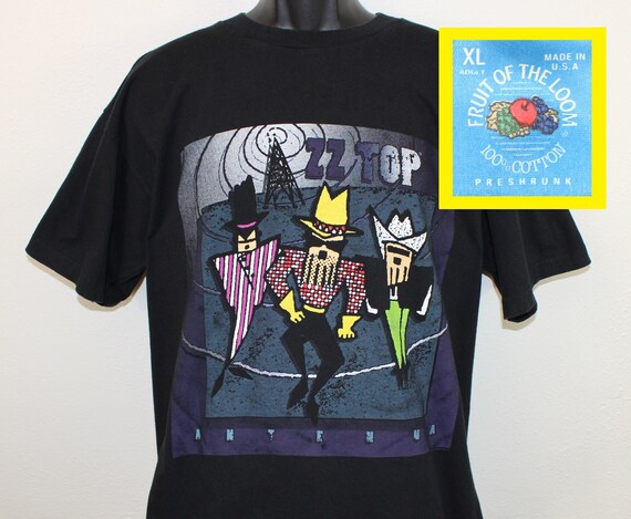 ZZ Top Vintage T-shirt Black 90s Antenna World Tour Penetrating