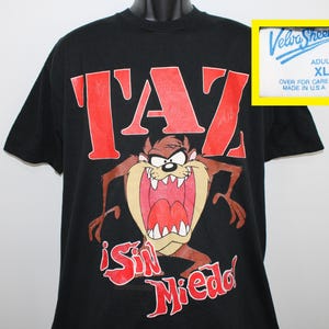 90s 1992 Taz Tasmanian Devil Sin Miedo No Fear vintage t-shirt black Velva Sheen cotton poly big graphic