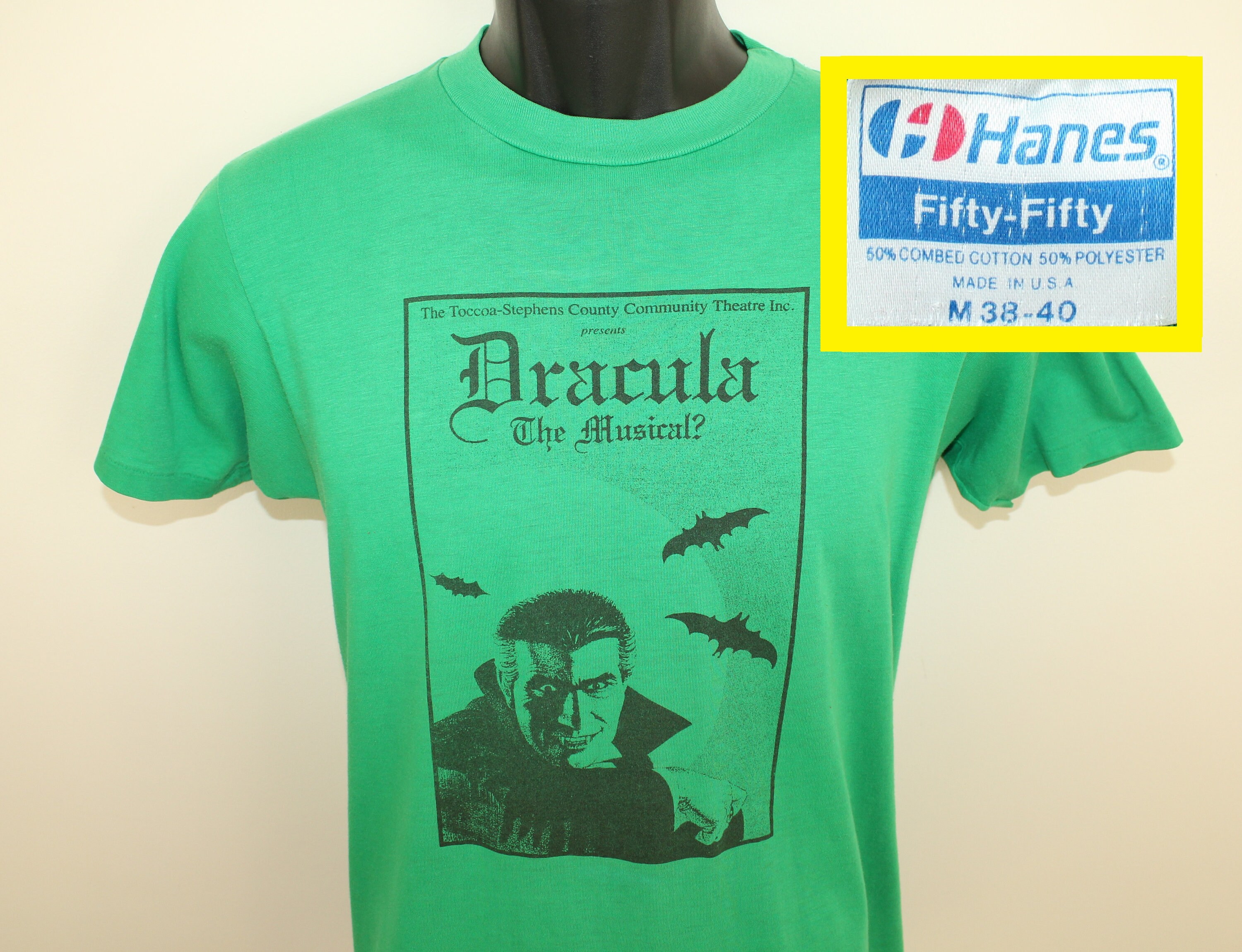 Musical Vintage T-shirt Green 80s Hanes 