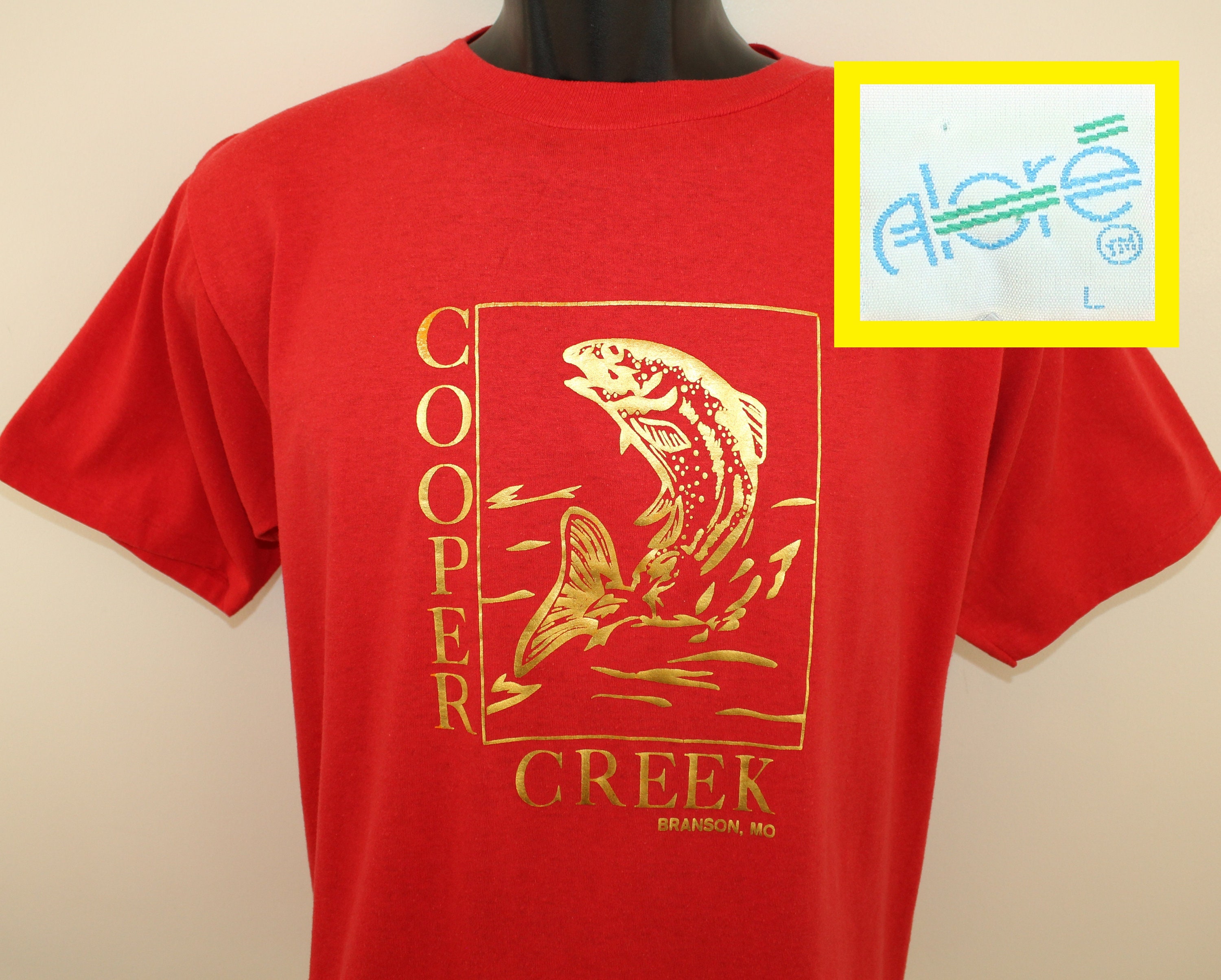 Cooper Creek Branson Missouri Fishing Vintage T-shirt Red Gold - Etsy