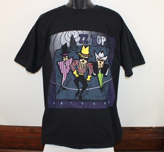 ZZ Top Vintage T-shirt Black 90s Antenna World Tour Penetrating