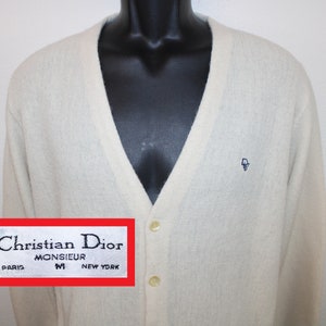 Christian Dior Vintage Cardigan Sweater Off-white Acrylic Button