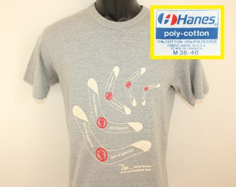 USA-Boomerang-Team Anti-Tabak-Kampagne Jahrgang T-shirt S/M Grau 80er Jahre 90er Jahre Hanes