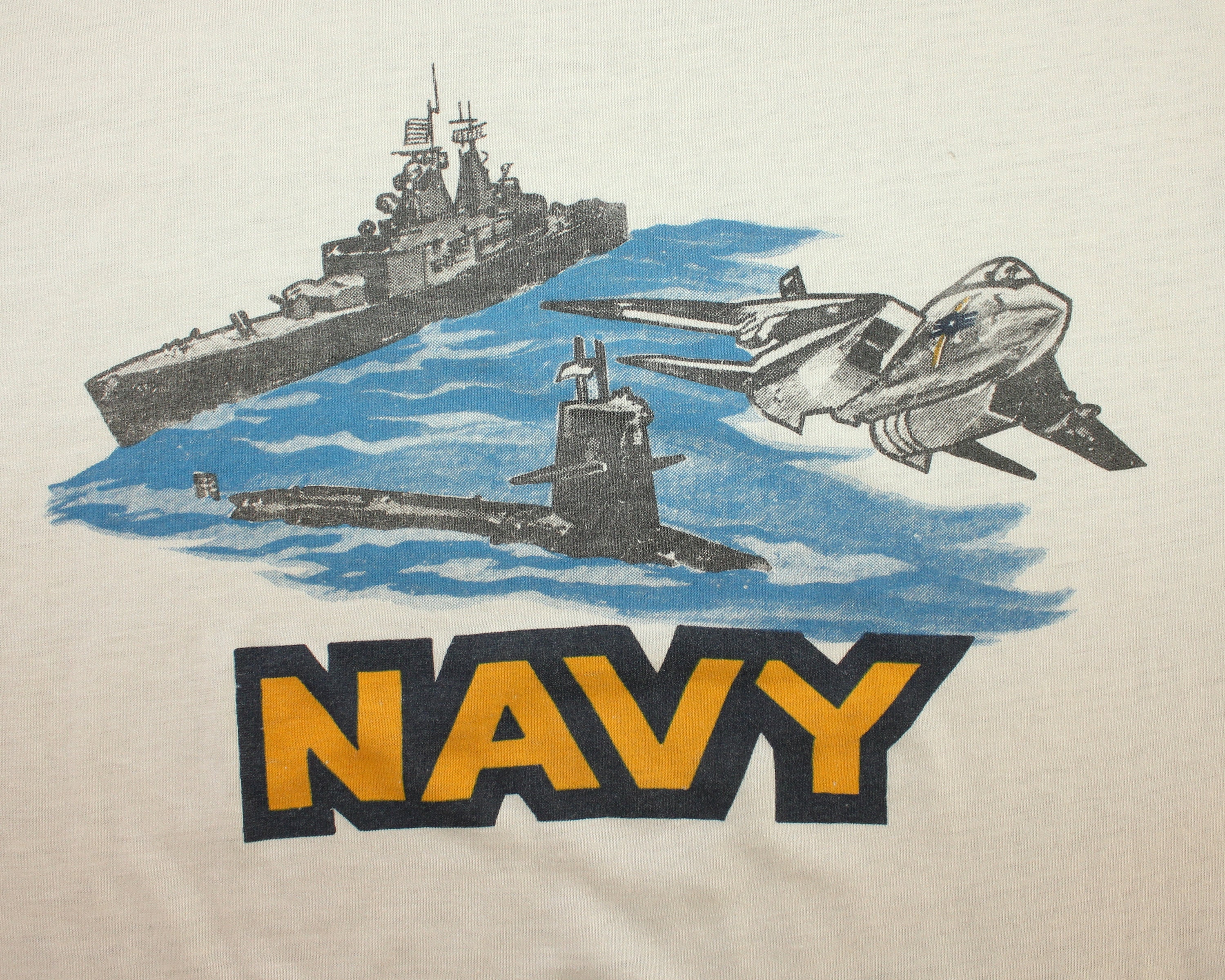United States Navy Vintage Ringer Tee T Shirt White 80s Thin Etsy