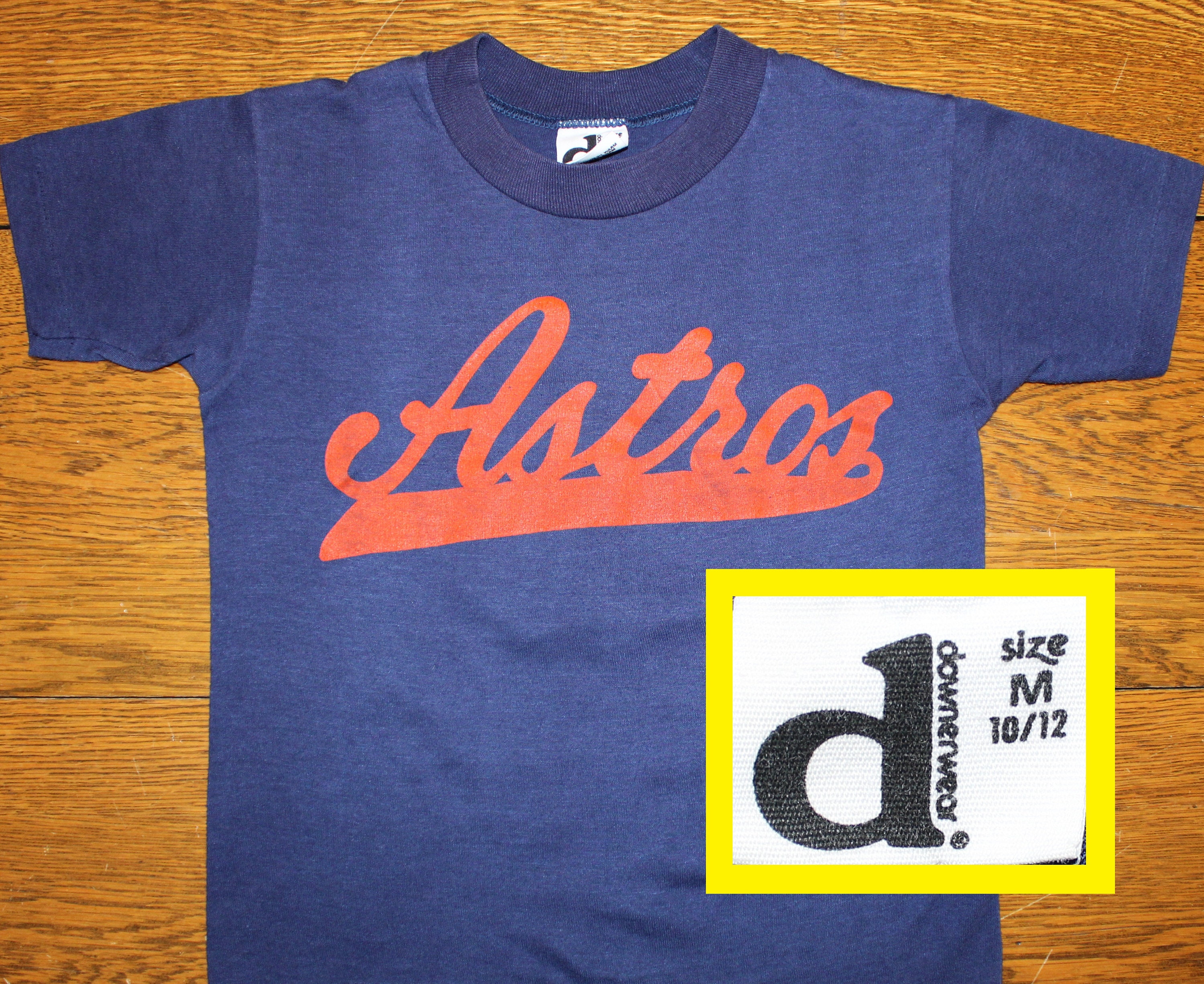 70s 80s Astros 2 Vintage Youth T-shirt Navy Blue Kids MLB 