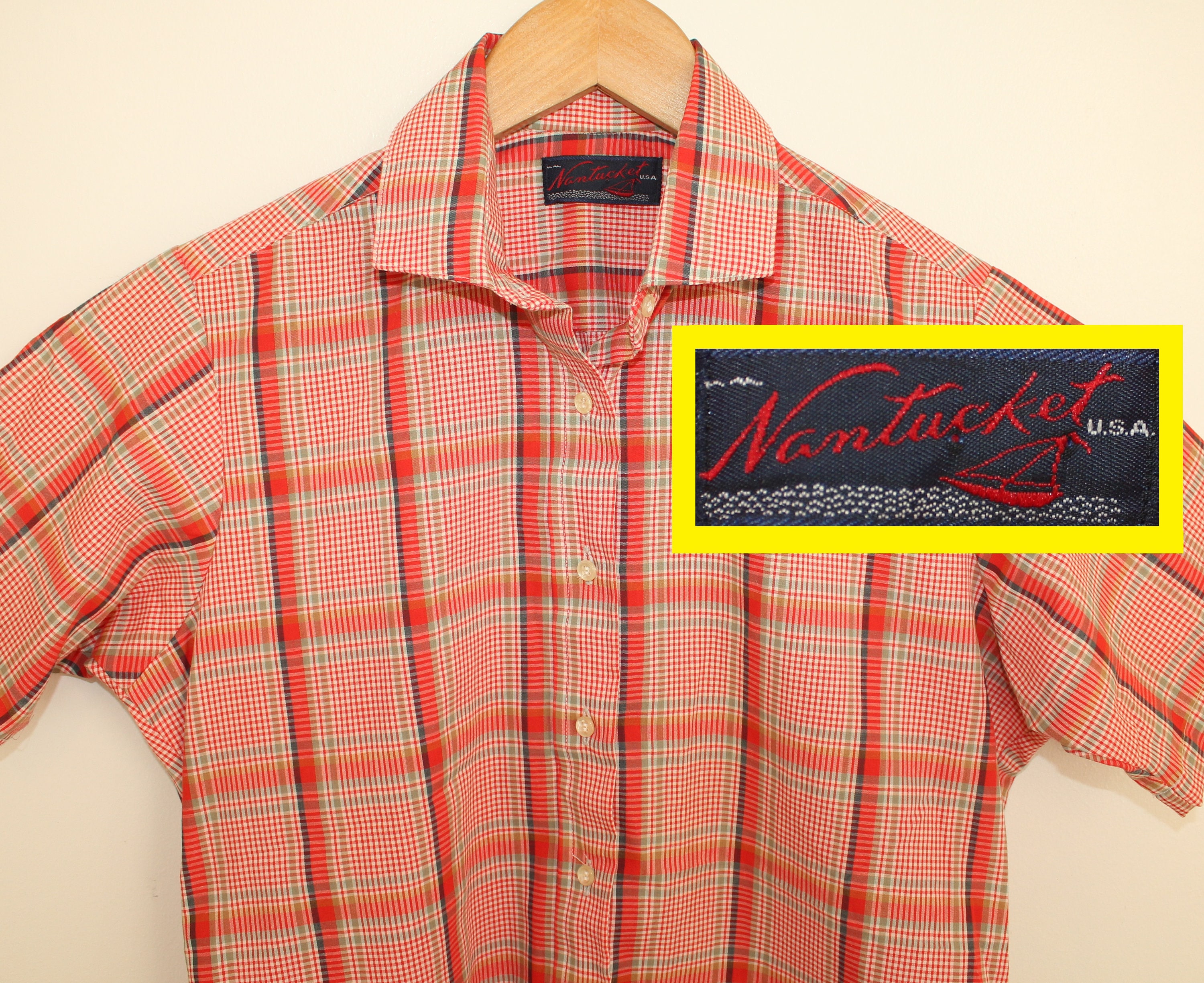Nantucket Vintage Womens Plaid Shirt 