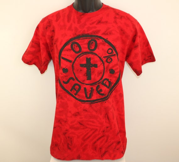 100% Saved christian vintage tie-dye t-shirt M/L … - image 2