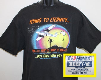 Flying to Eternity 1992 Perris Valley CA plane crash vintage t-shirt black 90s Hanes cotton