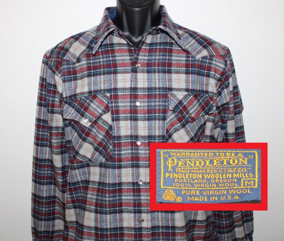 70s Pendleton vintage pearl snap button shirt vir… - image 1