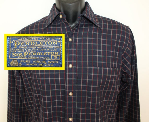 Sir Pendleton Brand Vintage Oxford Shirt Small Navy Blue Striped 