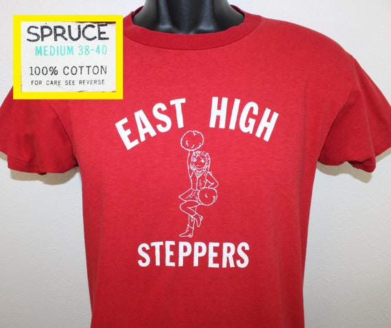 70s East High Steppers Vintage T-shirt Red Cotton Spruce Tag USA 