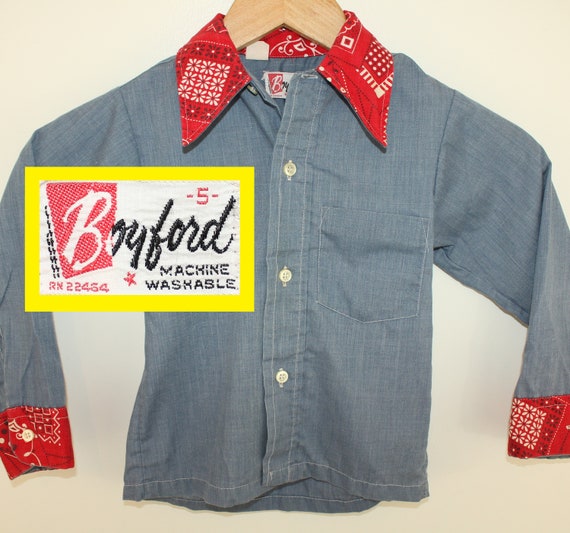 Boyford brand vintage youth chambray shirt bandan… - image 1