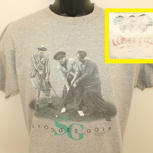 Three Stooges Golf vintage t-shirt gray 90s 1997 cotton Calvin Klein style comedy trio