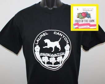 Laurel Canyon Parkwatch dogs of LA vintage t-shirt black 80s 90s Los Angeles Fruit of the Loom cotton