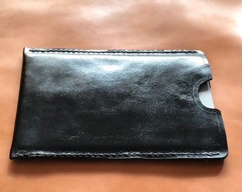 Leather pocket, cover, pouch for field notes, handstiched handcrafted, dyed black notebook holder, perfect gift!