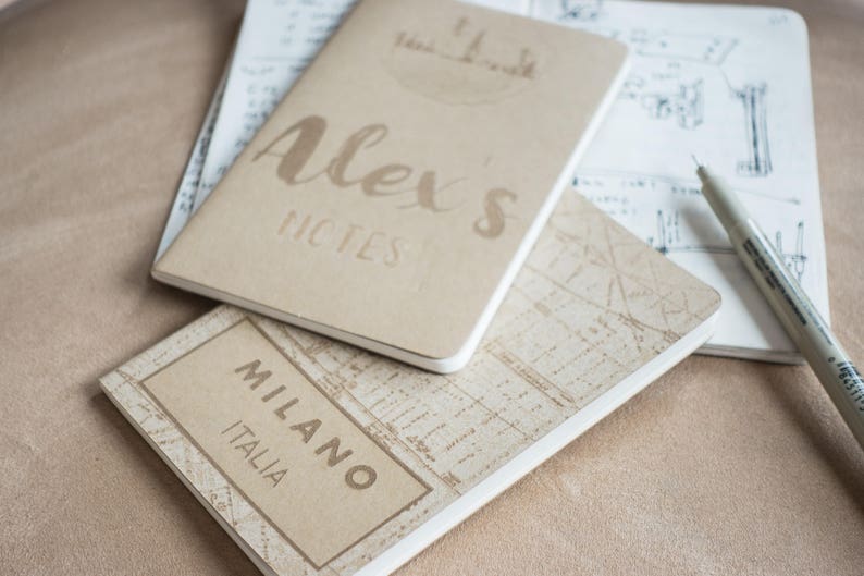 personalized custom laser etched moleskine cahier field notes pack of 3 your name message image 1