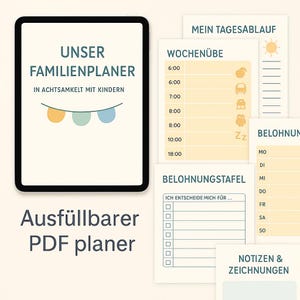 Familienplaner PDF Montessori | Achtsamer Alltag mit Kindern | Digitaler Wochenplaner 52 Wochen | Ausfüllbar & Druckbar