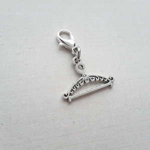 Vintage Coat hanger Tibetan Silver Clip on Charm with Lobster Clasp, Stitchmarker, Zipper, Planner Charm