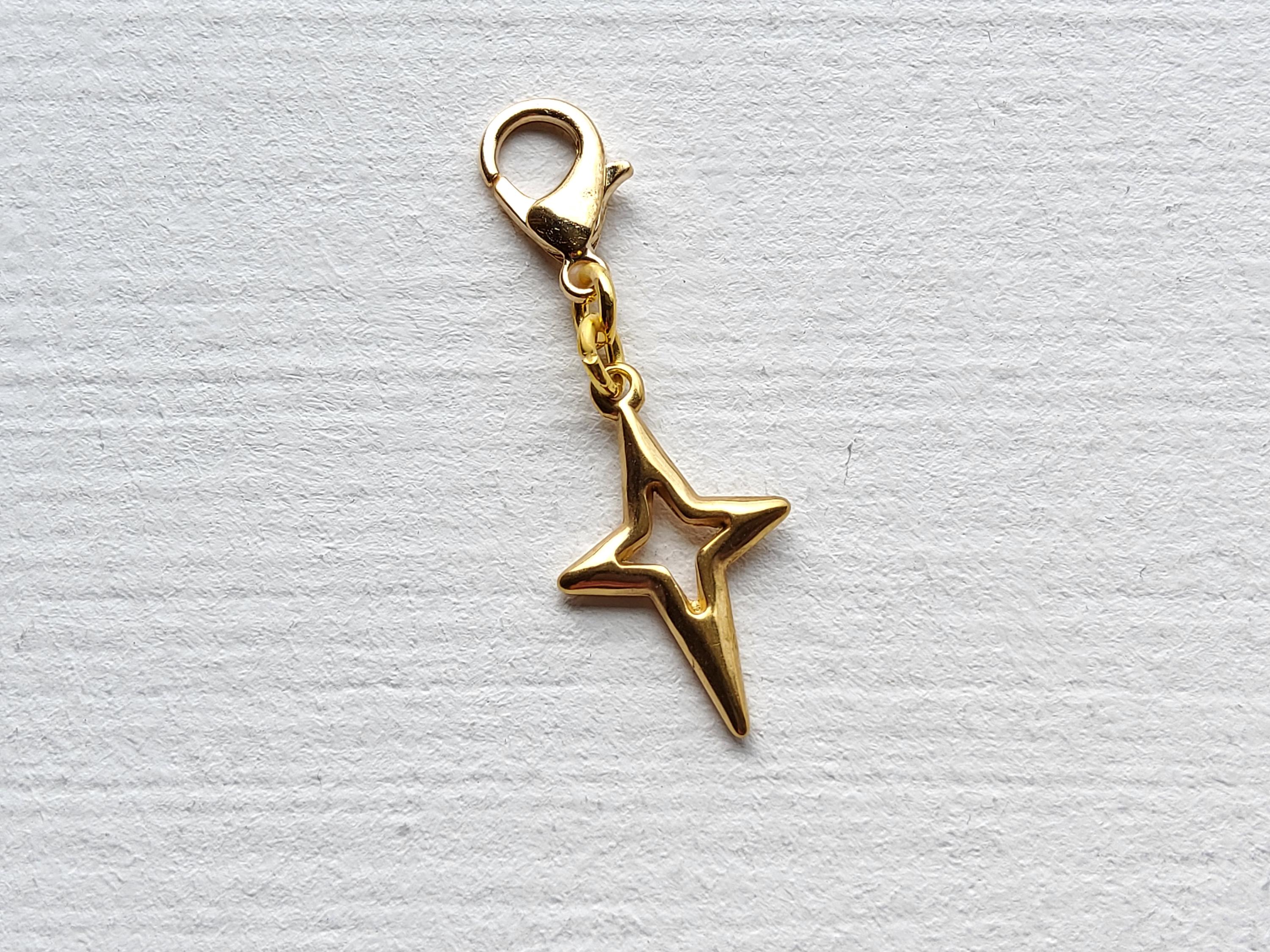Gold Stainless Steel Star Clip on Charm With Lobster Clasp, 18k